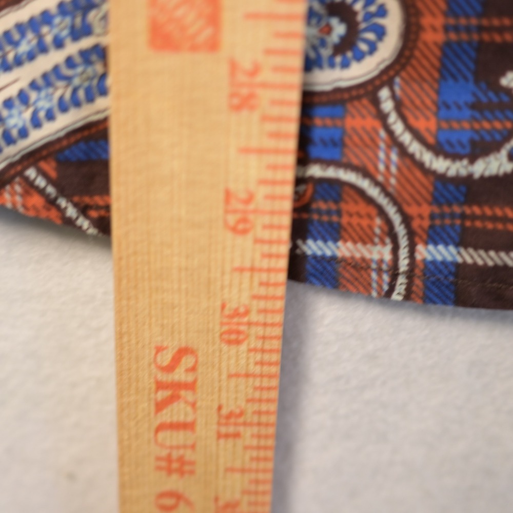 Robert Graham Mens Paisley Plaid Button Down Shirt Blue Orange Classic Fit L - Picture 12 of 13